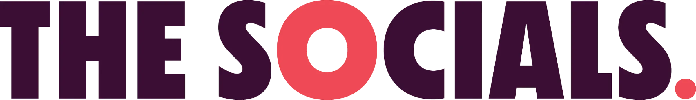 Text logo reading 'THE SOCIALS' with a pink circle replacing the 'O' in 'SOCIALS'.